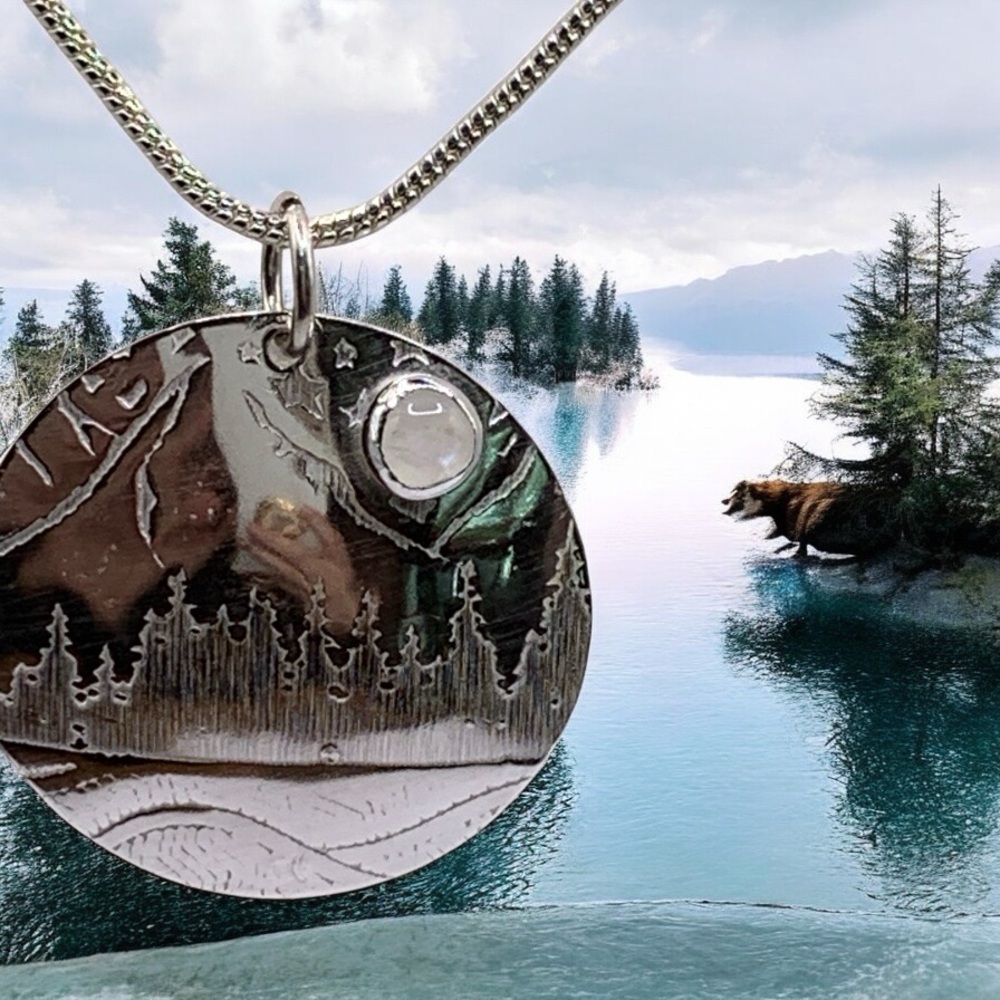Mountain Vibes. Sterling silver artisan made pendant. One of a kind.